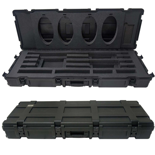 Estuche largo para telescopio de tambores contorneados rectangulares compactos estriados