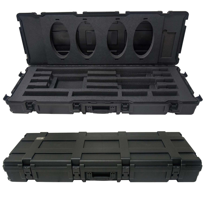 Estuche largo para telescopio de tambores contorneados rectangulares compactos estriados